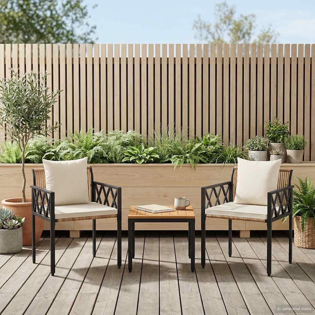 Juego de muebles de exterior 3 uds. Marrón y Crema Blanca