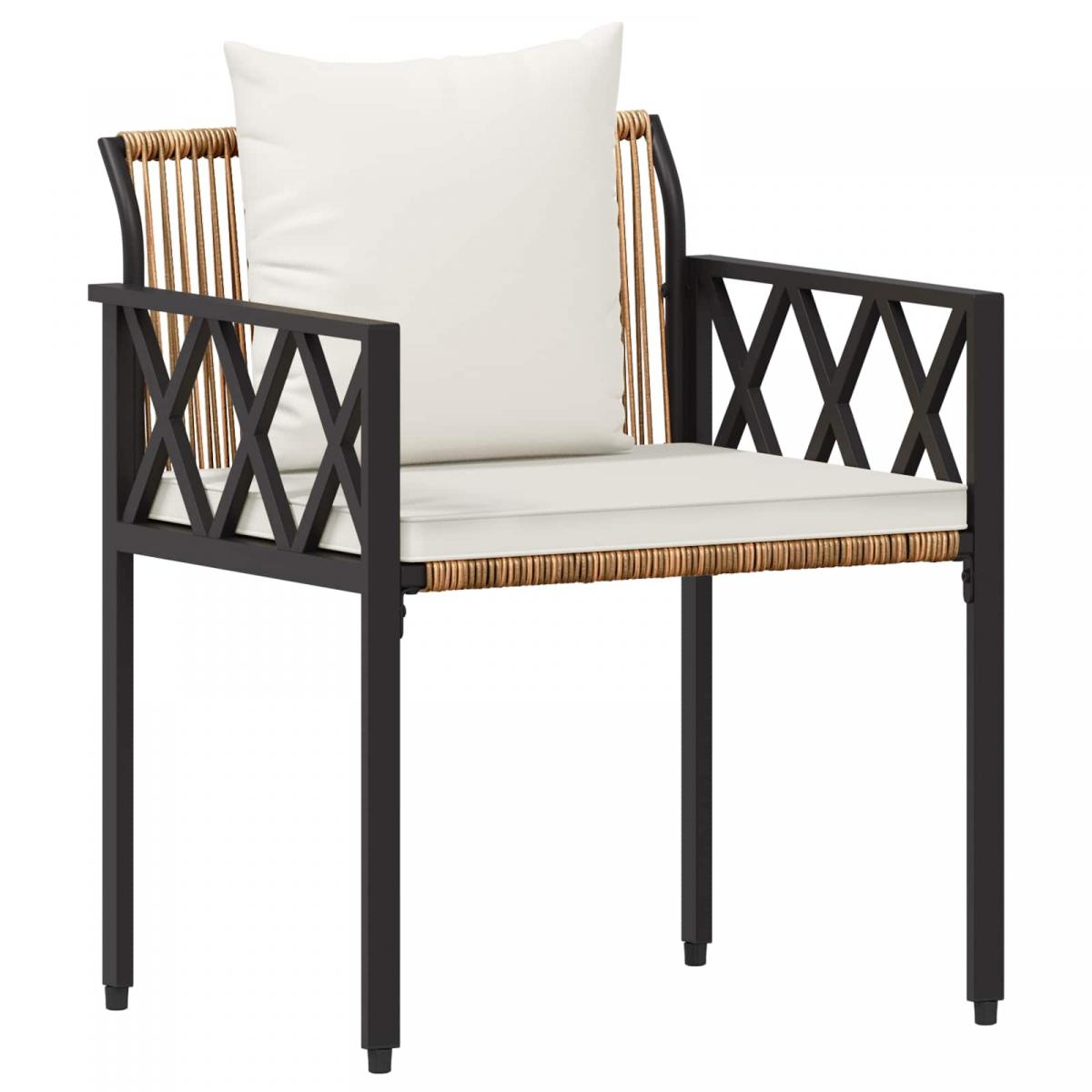 Juego de muebles de exterior 3 uds. Marrón y Crema Blanca
