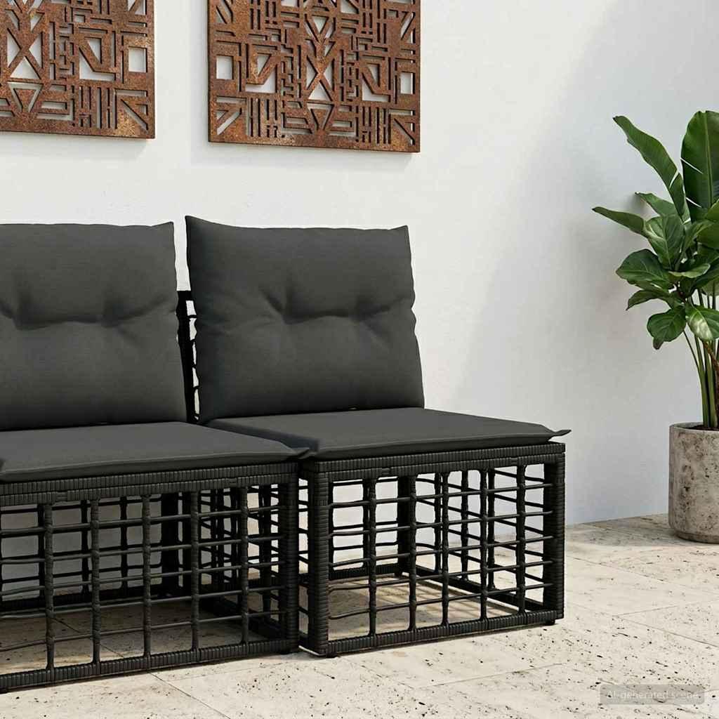 Unidad de Sofá Modular Exterior Sin Brazo Negro ratán sintético