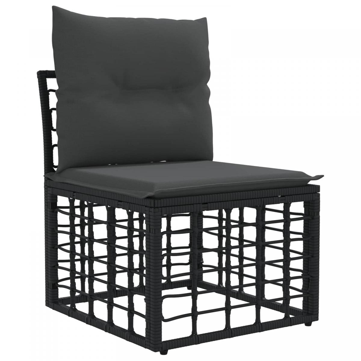 Unidad de Sofá Modular Exterior Sin Brazo Negro ratán sintético
