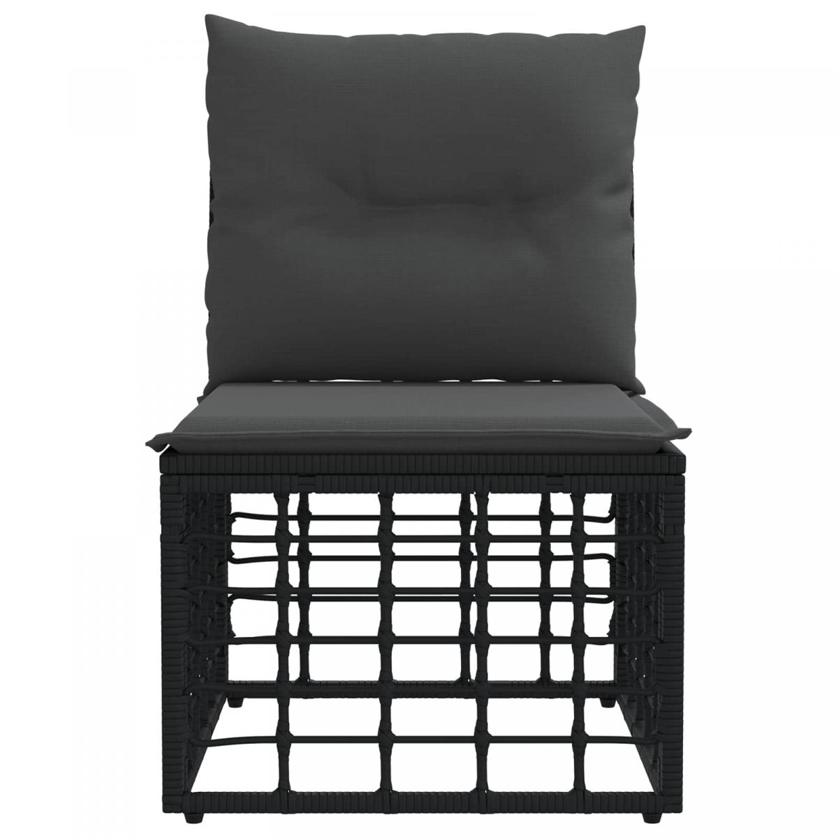 Unidad de Sofá Modular Exterior Sin Brazo Negro ratán sintético