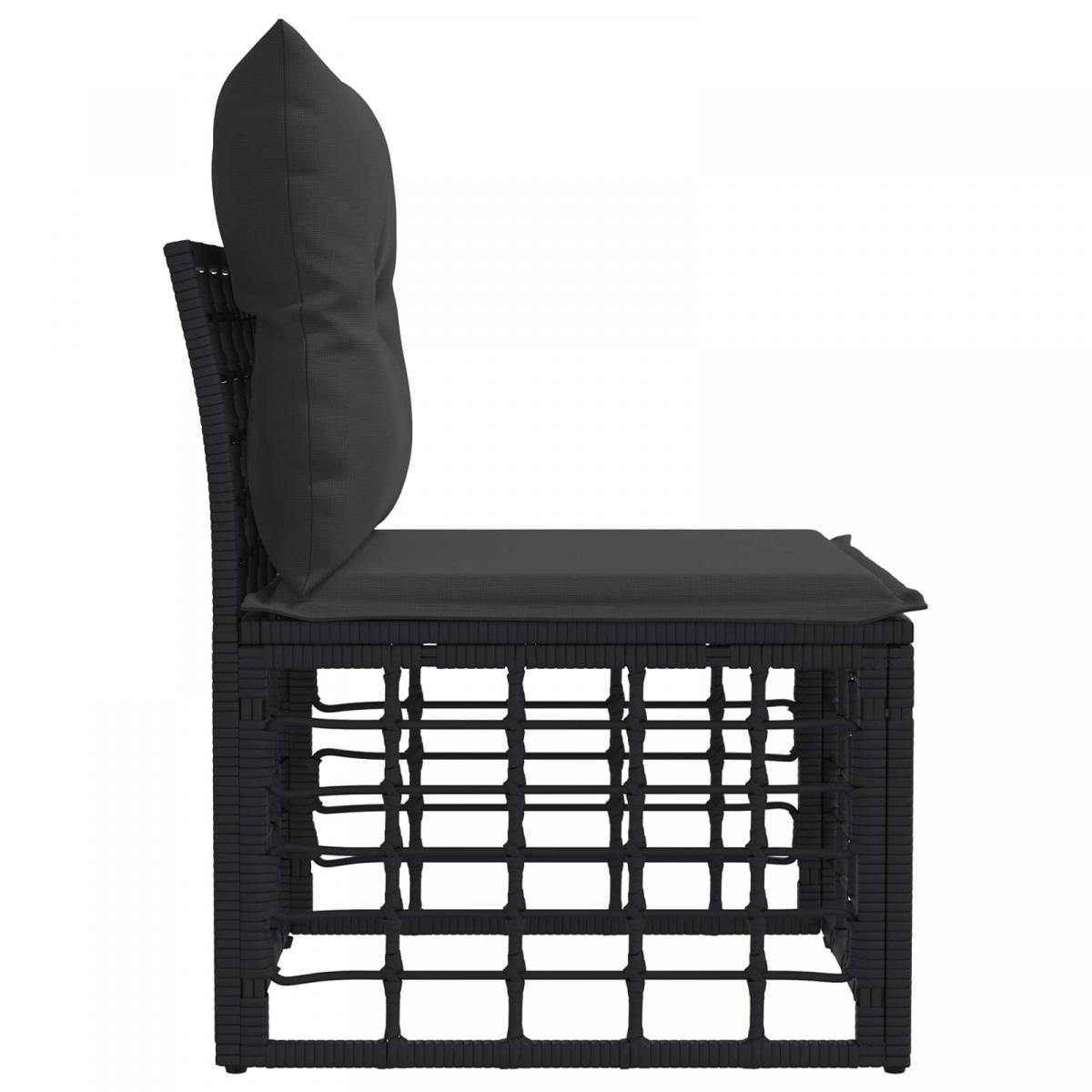 Unidad de Sofá Modular Exterior Sin Brazo Negro ratán sintético