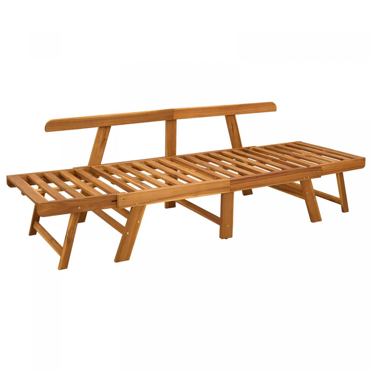Banco de jardín 3 en 1 con cojines Madera de Acacia Sólida