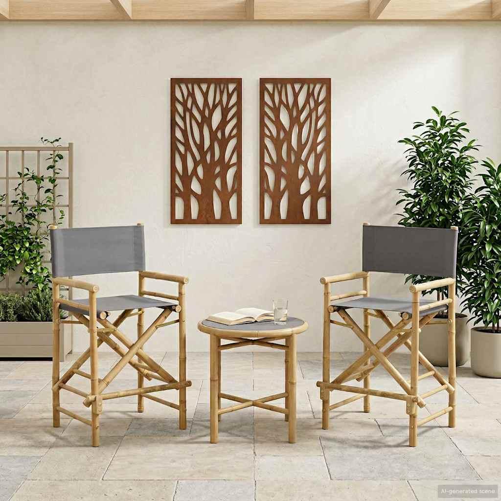Silla de director plegable 2 uds. Natural Bambú