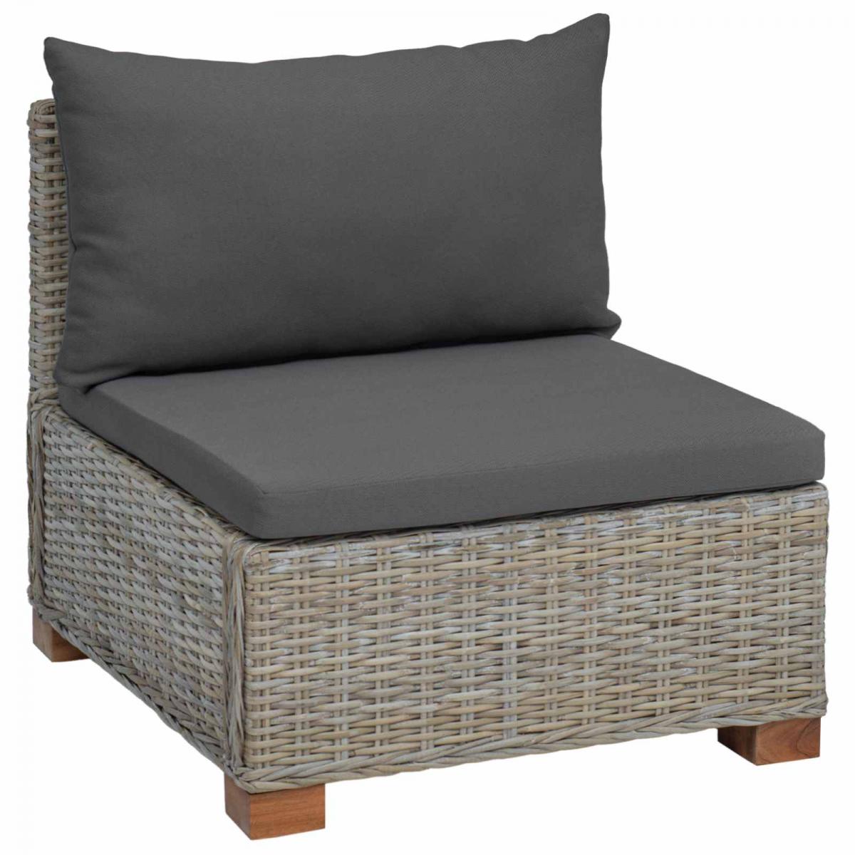 Sofá Medio con Cojines GENDT Ratán natural Gris Kubu