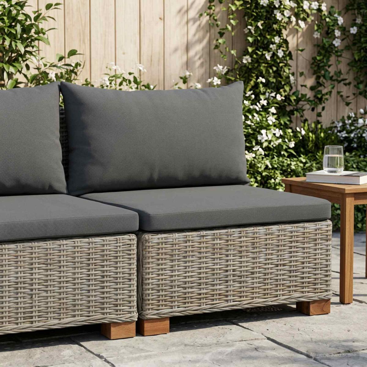 Sofá Medio con Cojines GENDT Ratán natural Gris Kubu