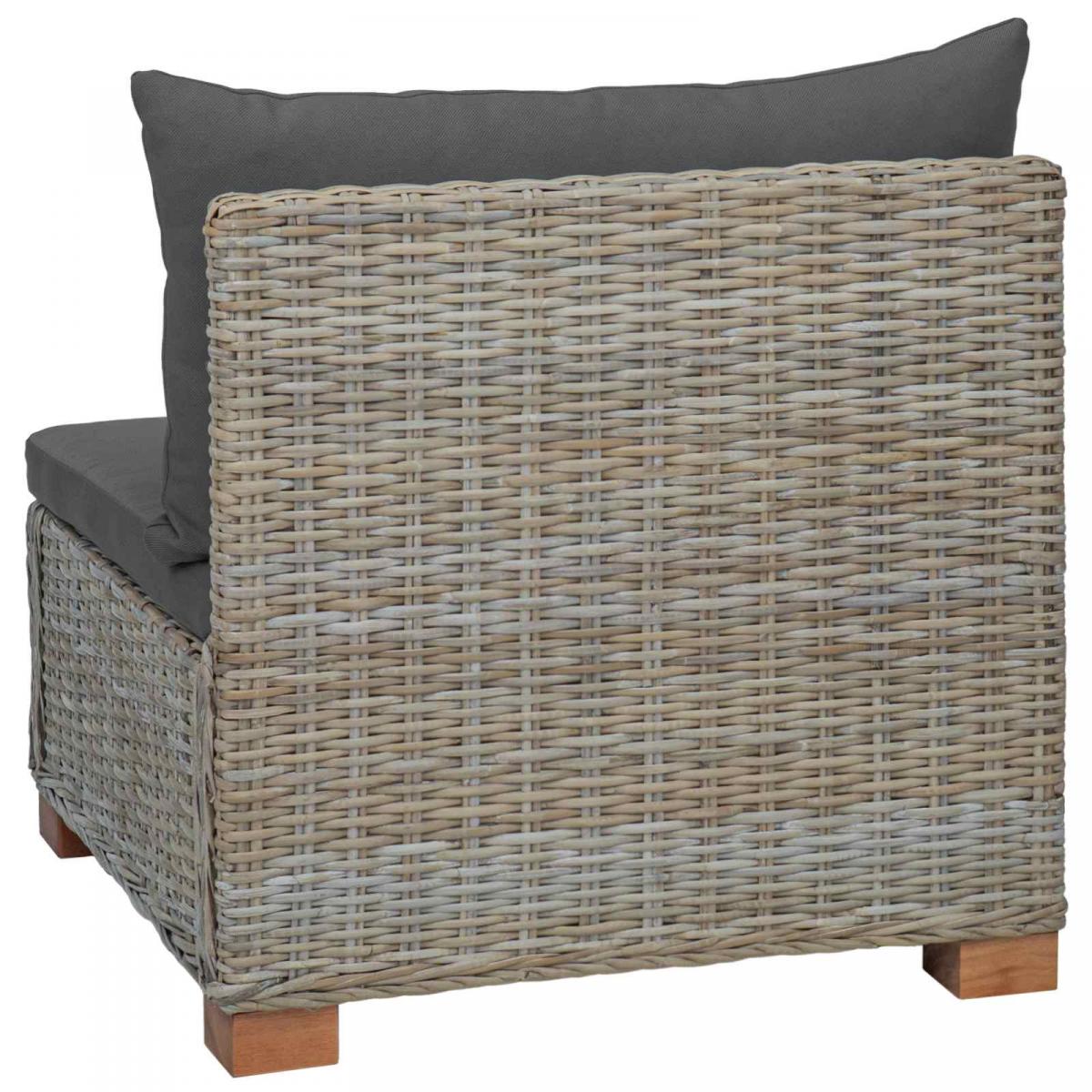Sofá Medio con Cojines GENDT Ratán natural Gris Kubu
