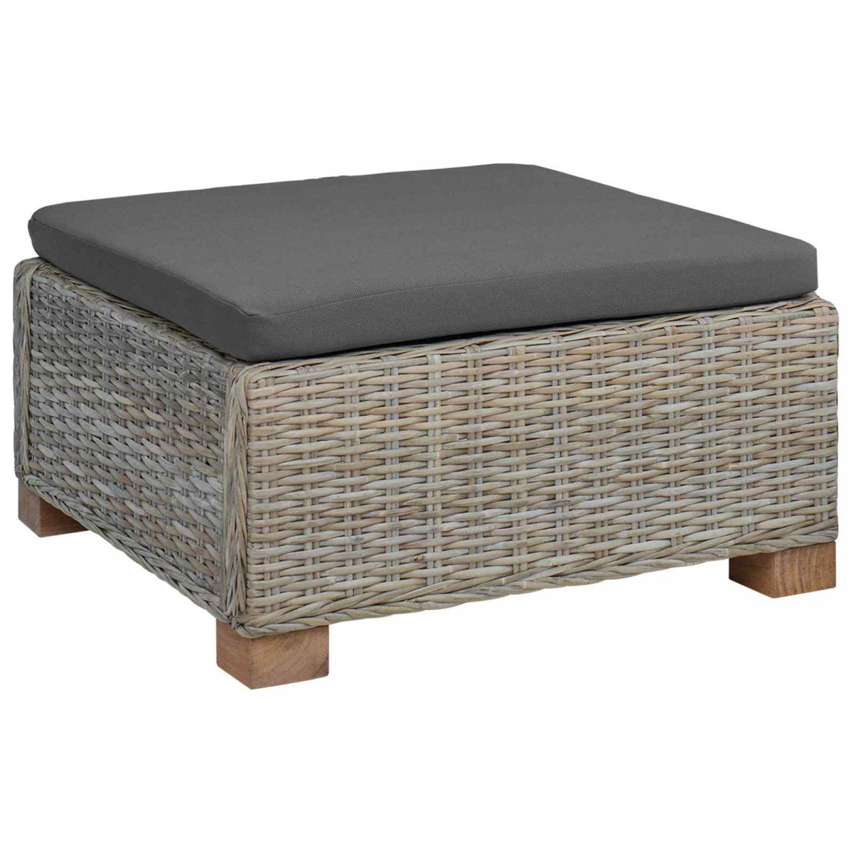 Reposapiés con cojín GENDT Ratán natural Gris Kubu