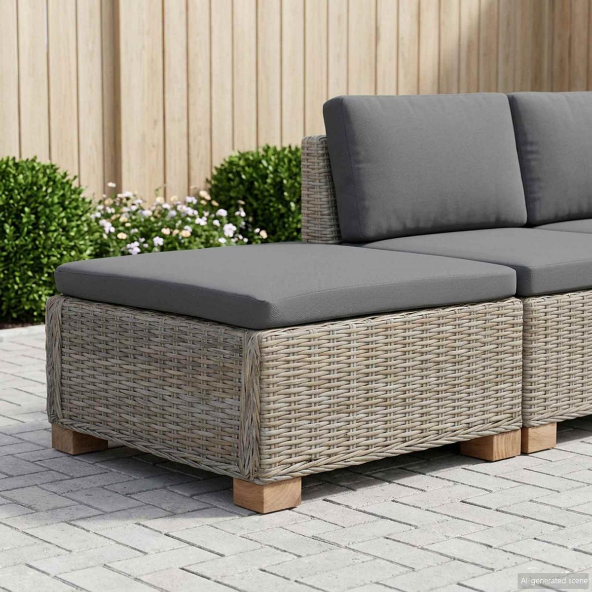 Reposapiés con cojín GENDT Ratán natural Gris Kubu