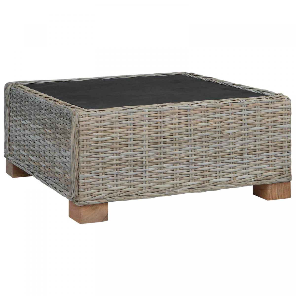 Reposapiés con cojín GENDT Ratán natural Gris Kubu
