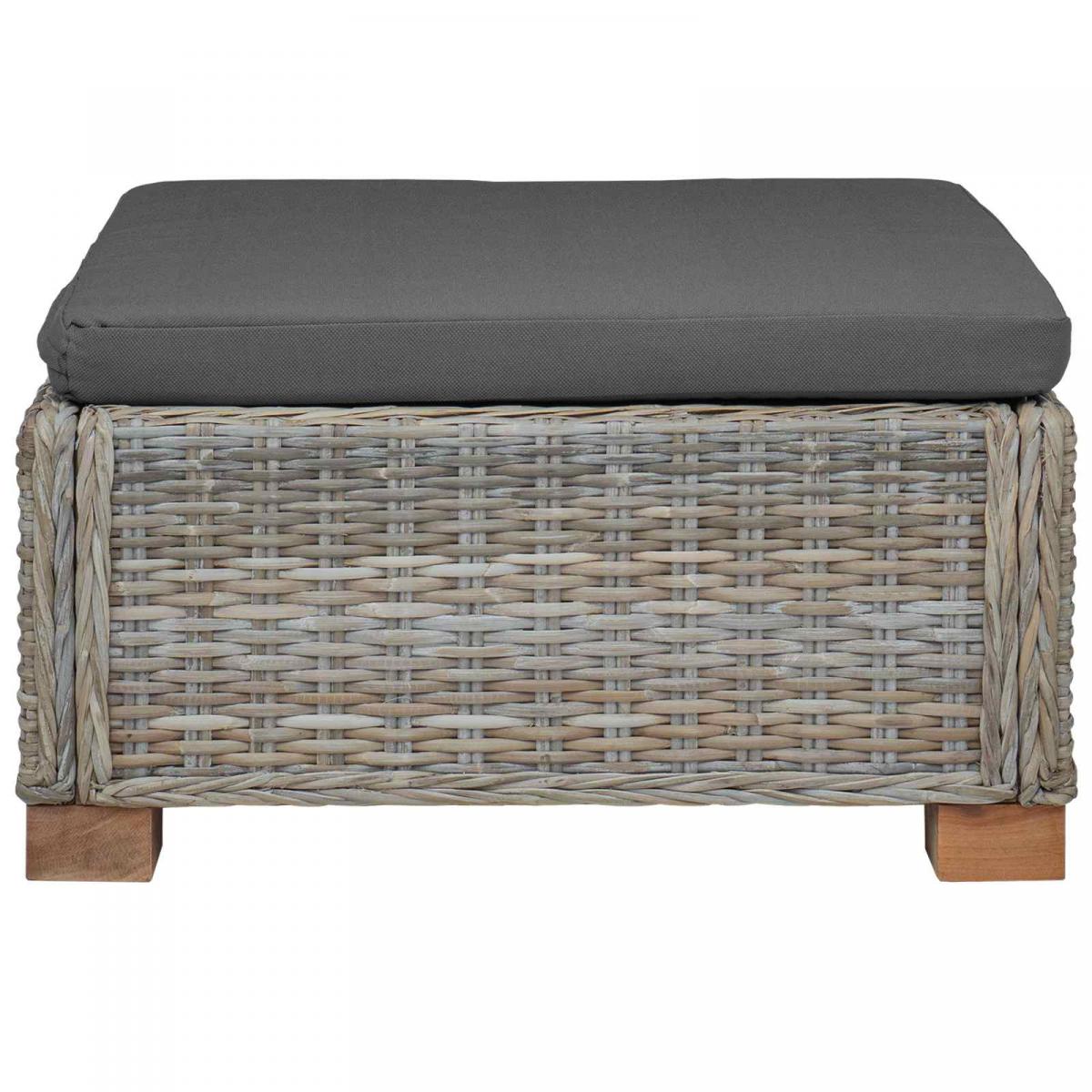Reposapiés con cojín GENDT Ratán natural Gris Kubu