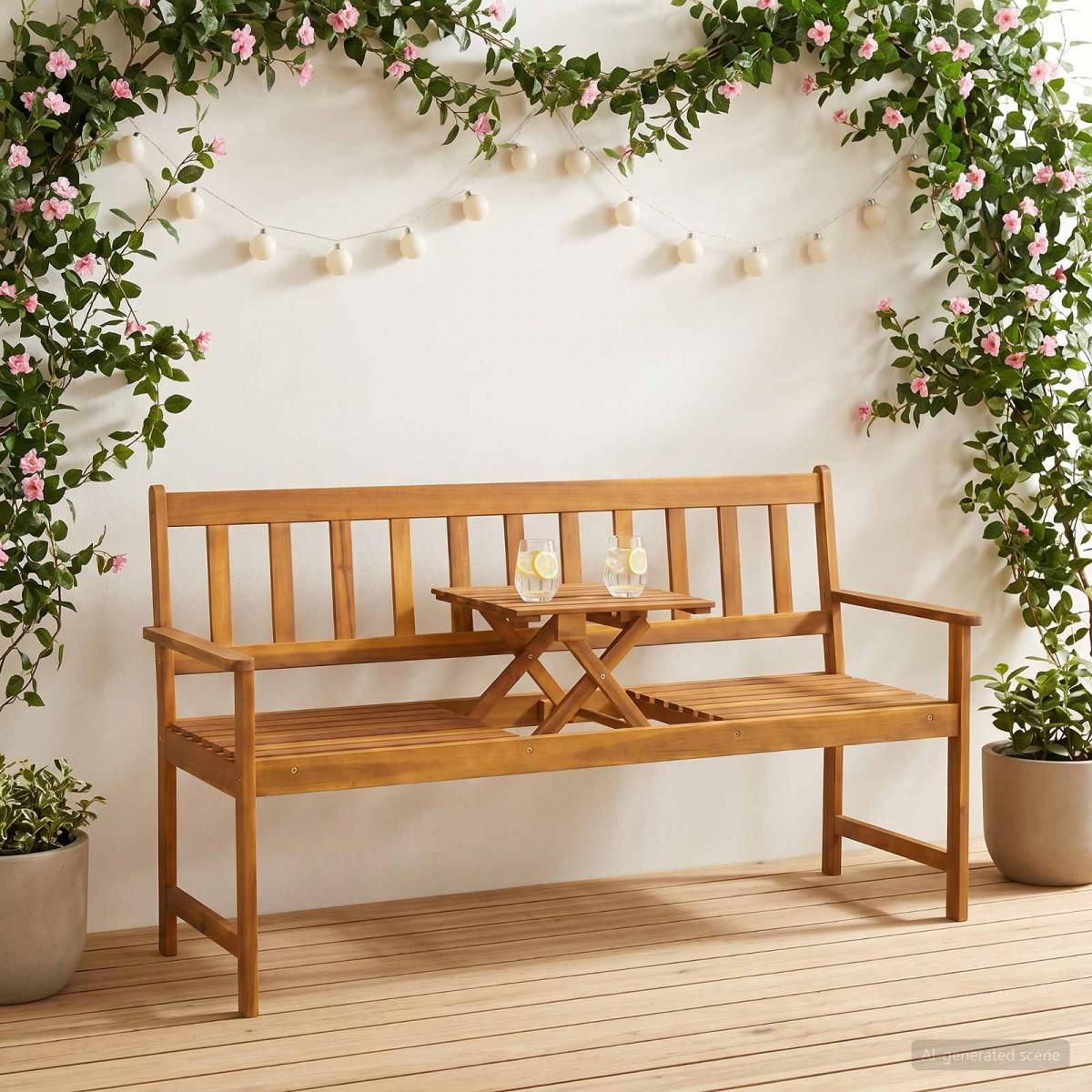 Banco de jardín 80,5 x 35 x 45 cm Madera de Acacia Sólida