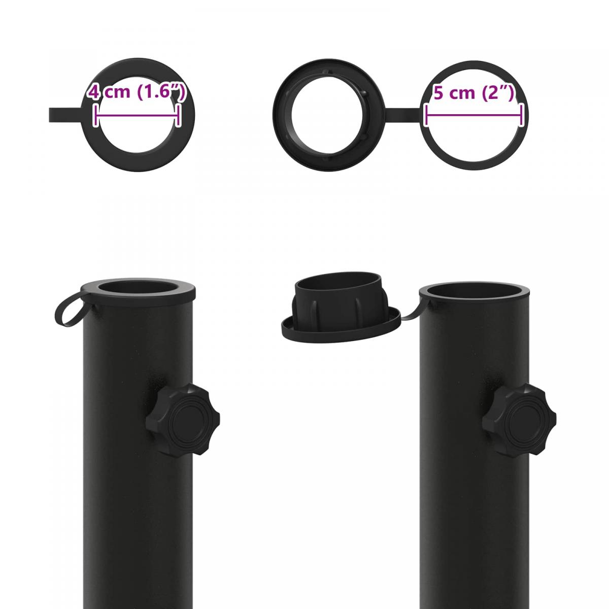 Tubo para base de parasol 0.6 kg Negro Hierro for 40-50 mm Pole