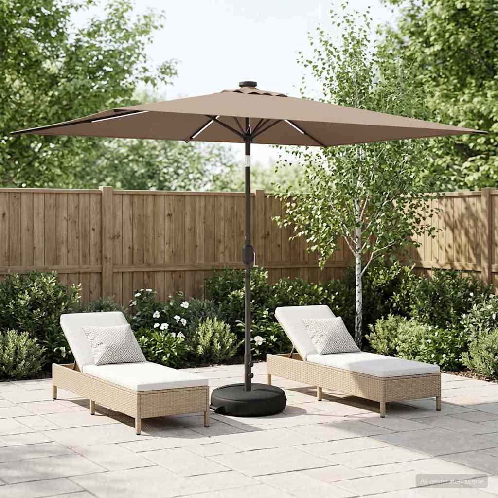 Parasol de jardín con luces LED y base Poliéster