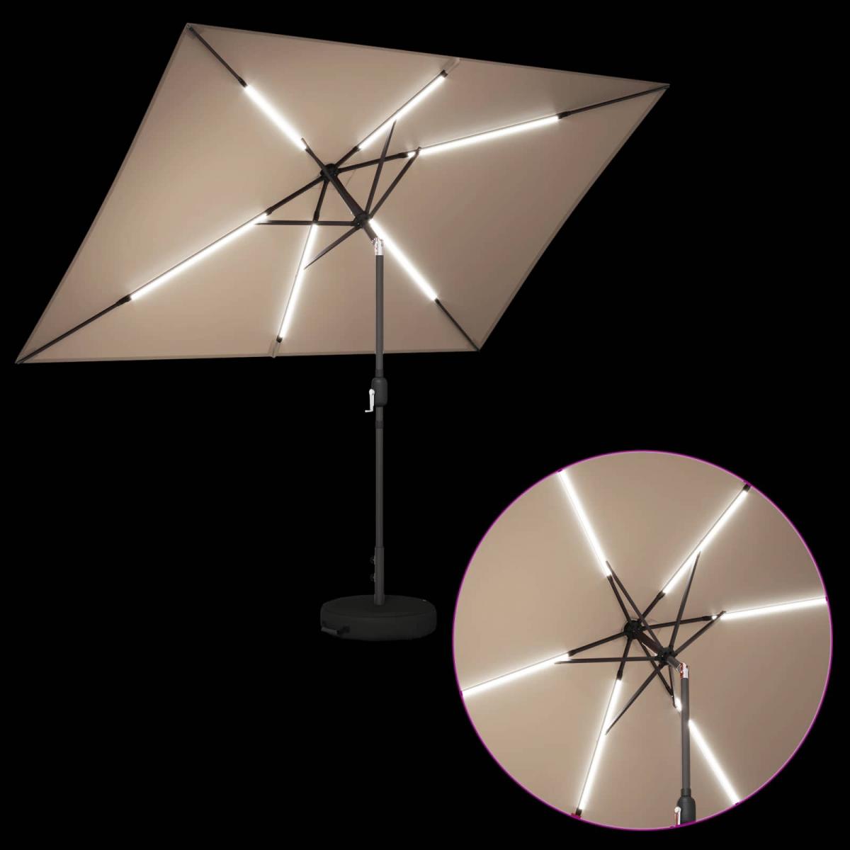 Parasol de jardín con luces LED y base Poliéster