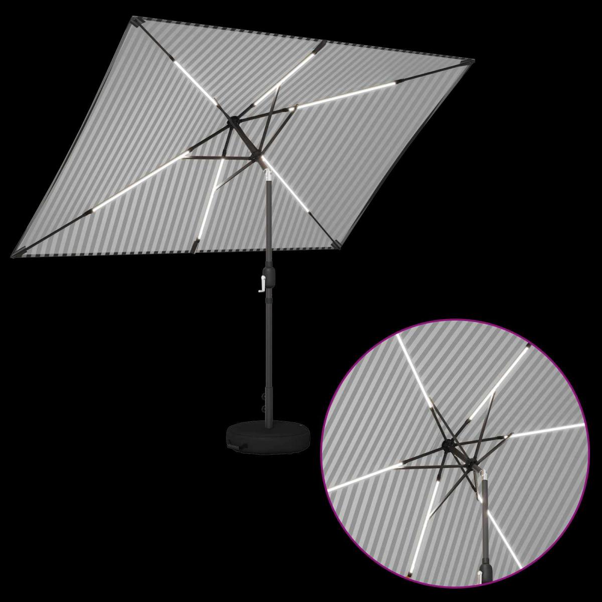 Parasol de jardín con luces LED y base Poliéster