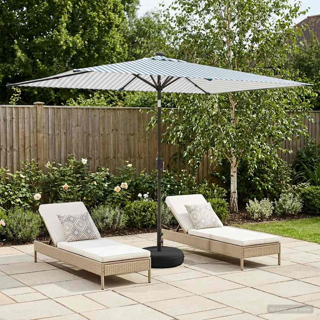Parasol de jardín con luces LED y base Poliéster