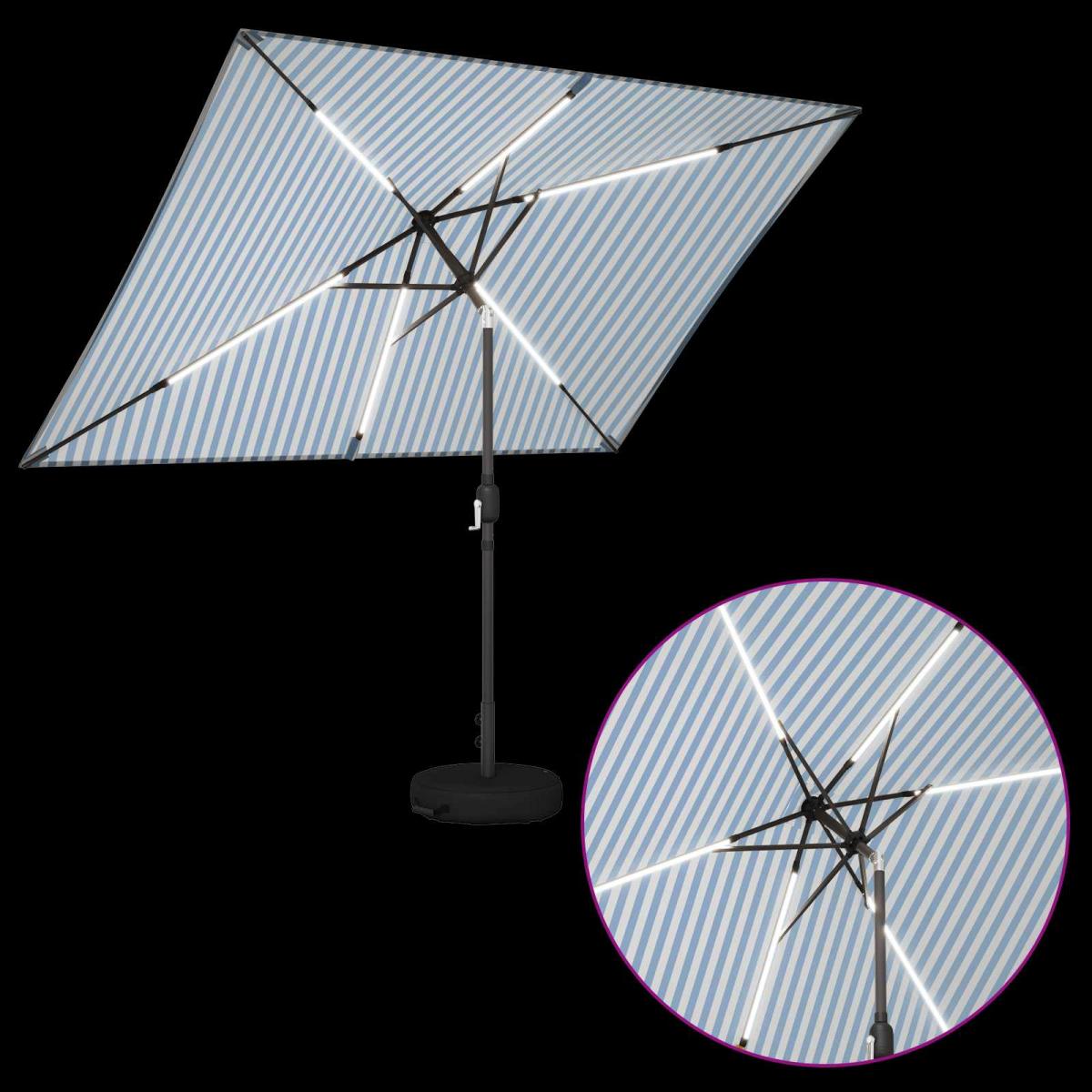 Parasol de jardín con luces LED y base Poliéster