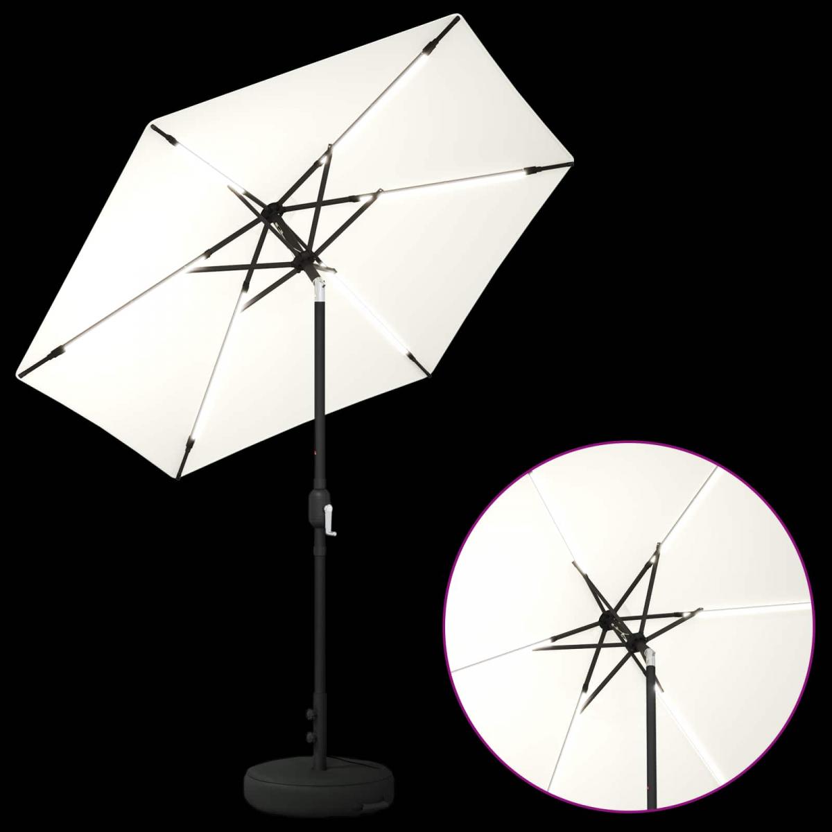 Parasol de jardín con luces LED y base Poliéster