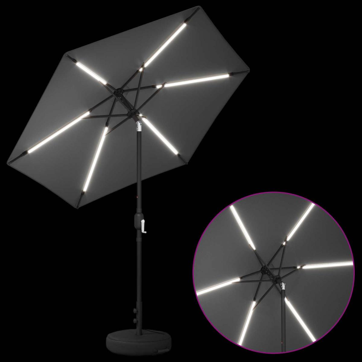 Parasol de jardín con luces LED y base Poliéster