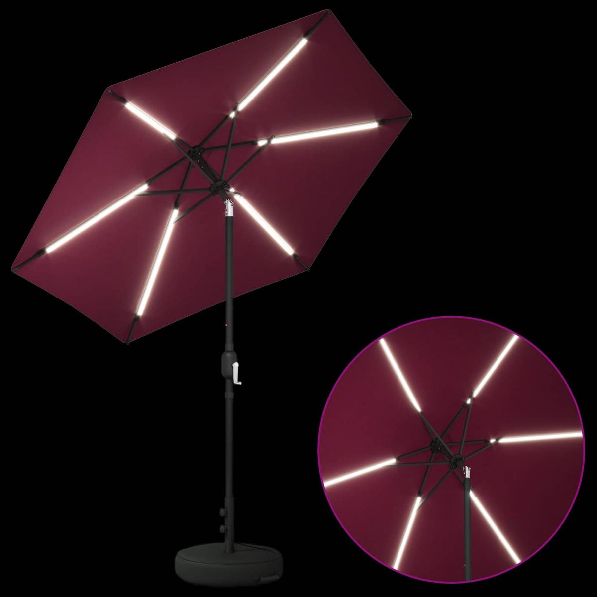 Parasol de jardín con luces LED y base Poliéster