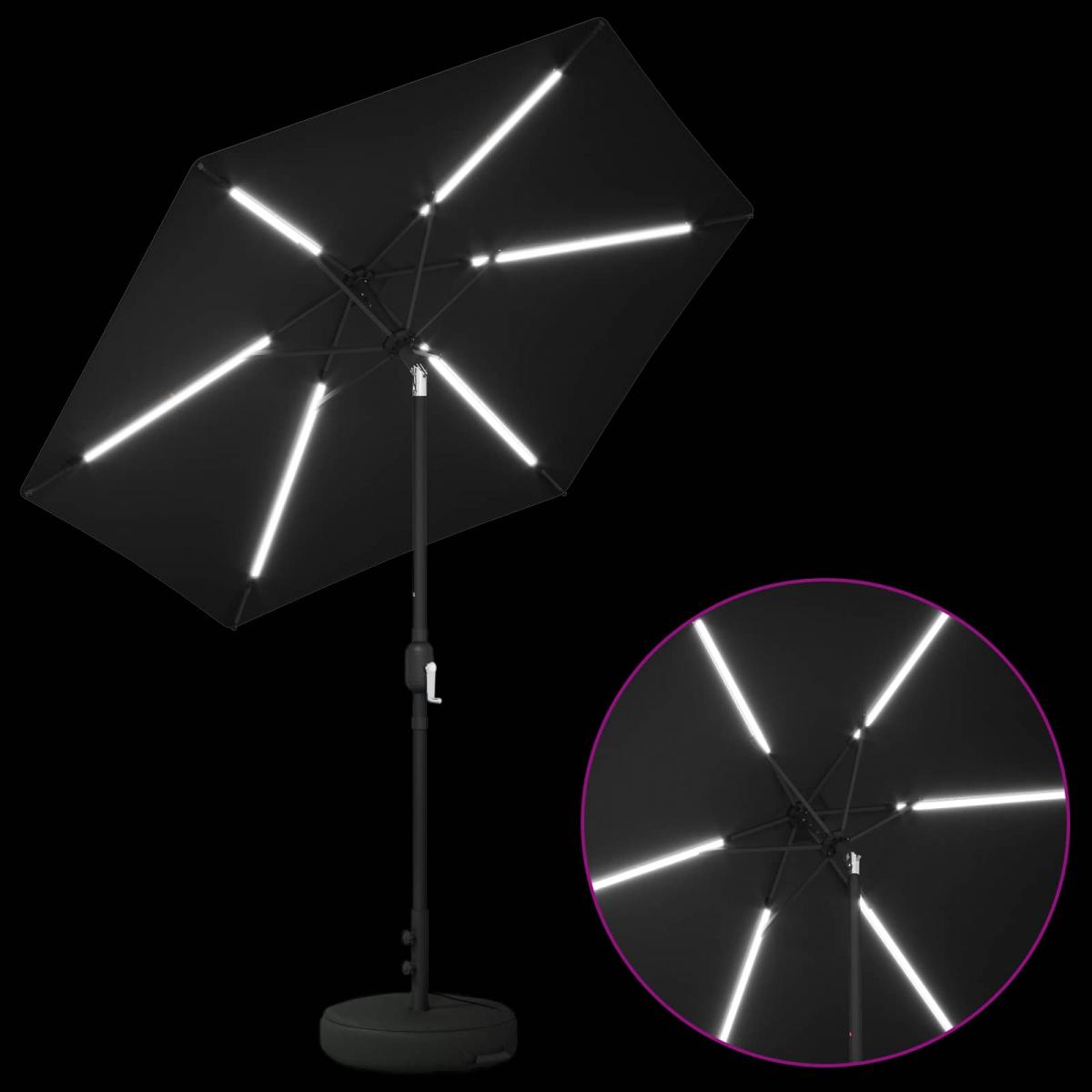Parasol de jardín con luces LED y base Poliéster