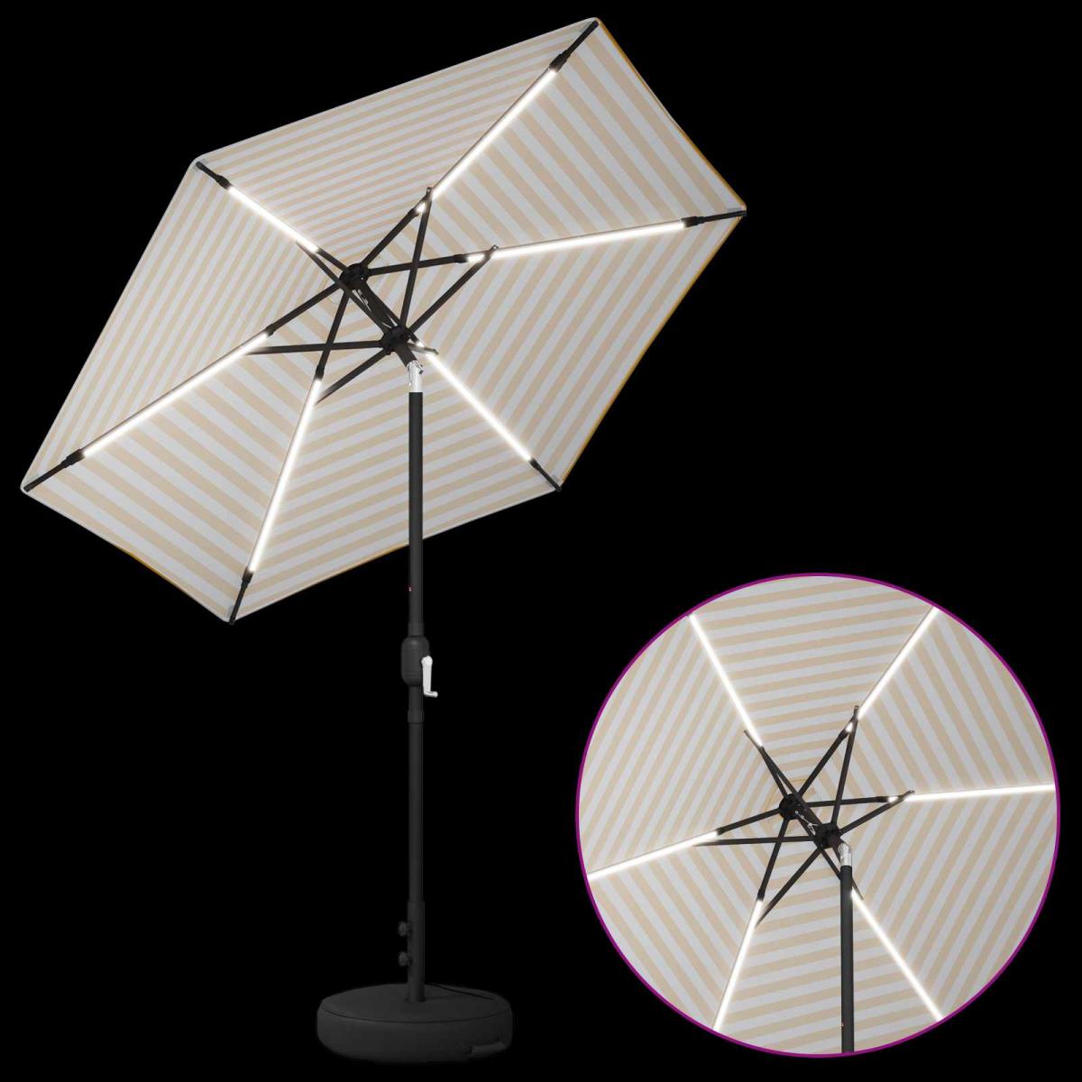 Parasol de jardín con luces LED y base Poliéster