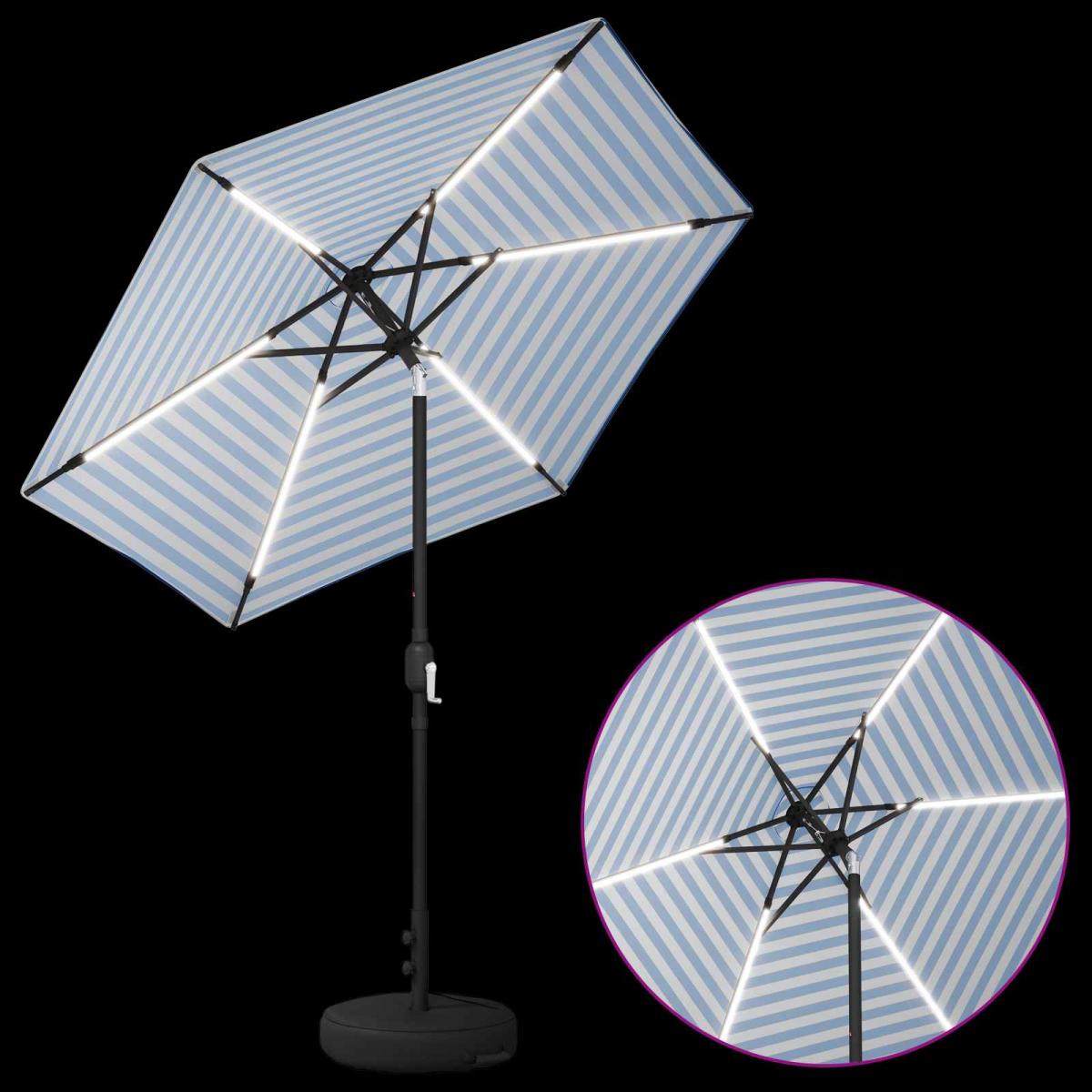 Parasol de jardín con luces LED y base Poliéster