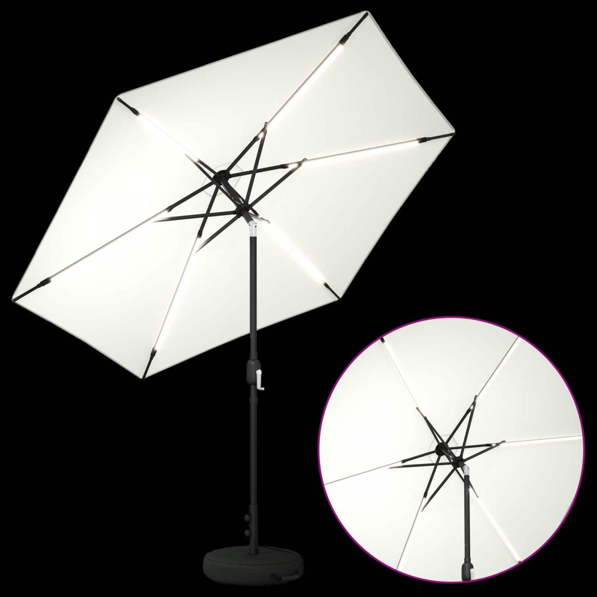 Parasol de jardín con luces LED y base Poliéster