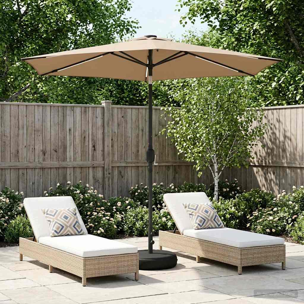 Parasol de jardín con luces LED y base Poliéster