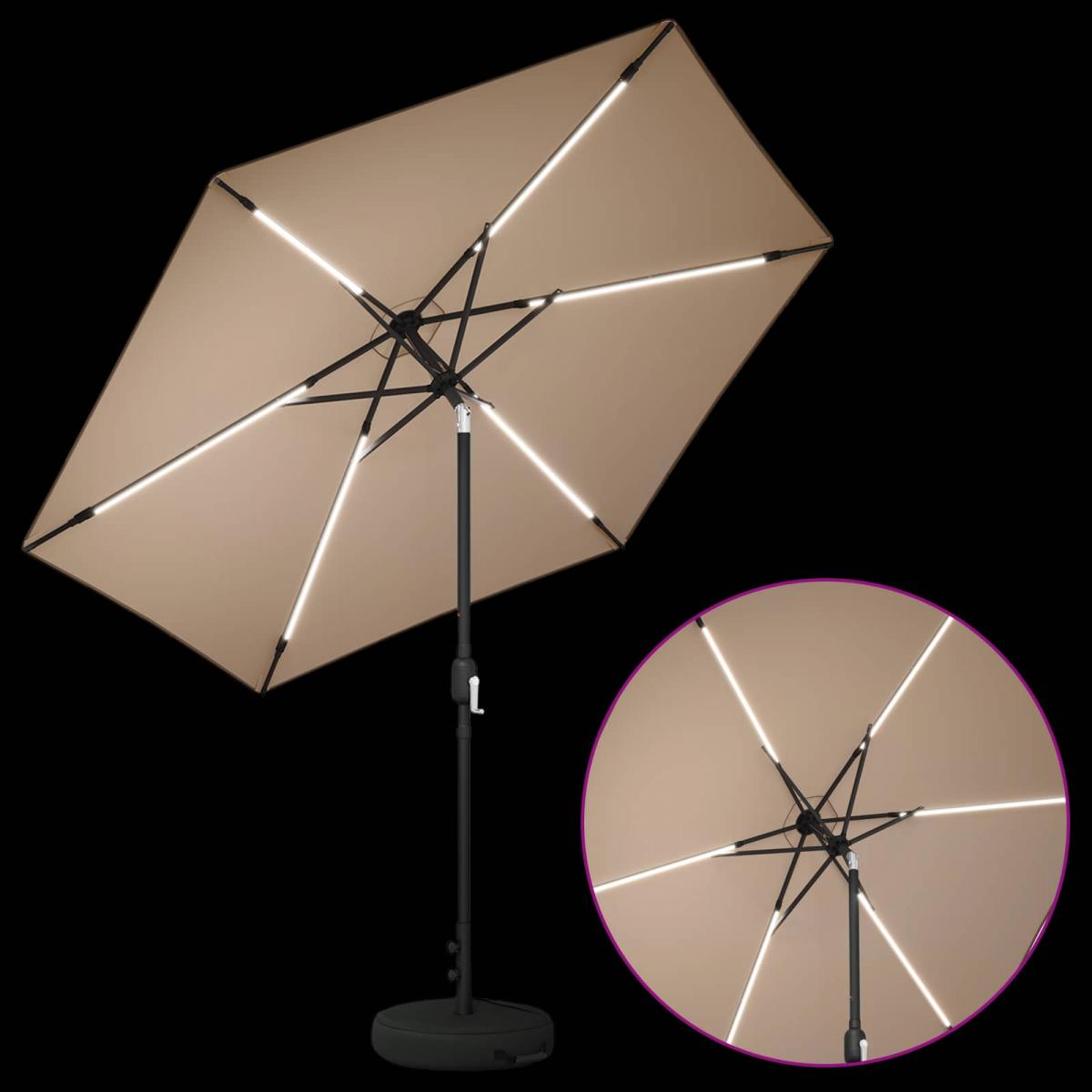 Parasol de jardín con luces LED y base Poliéster