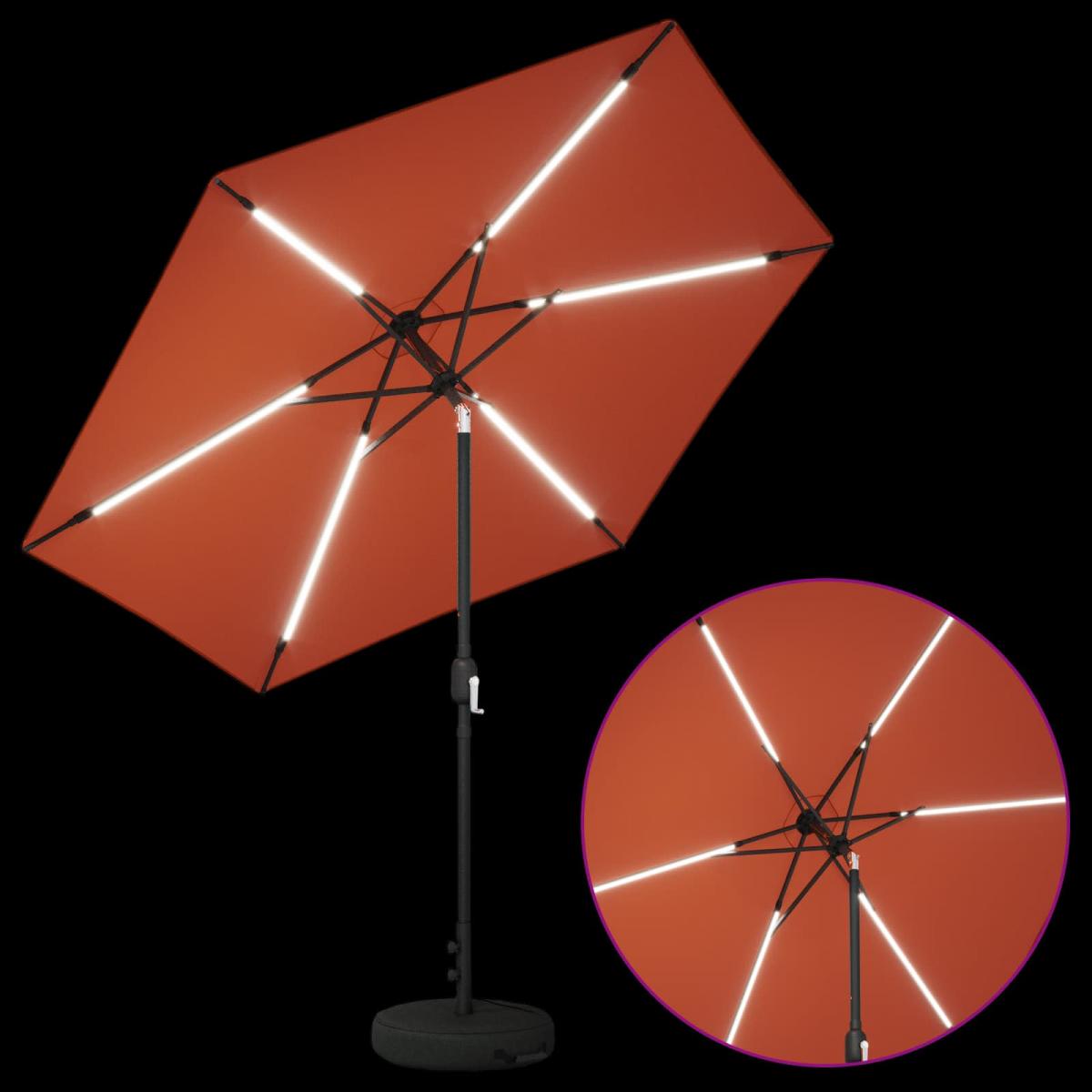 Parasol de jardín con luces LED y base Poliéster