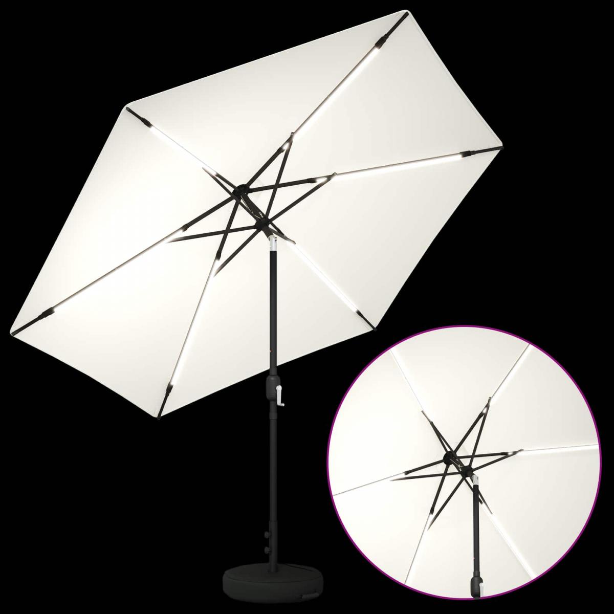 Parasol de jardín con luces LED y base Poliéster