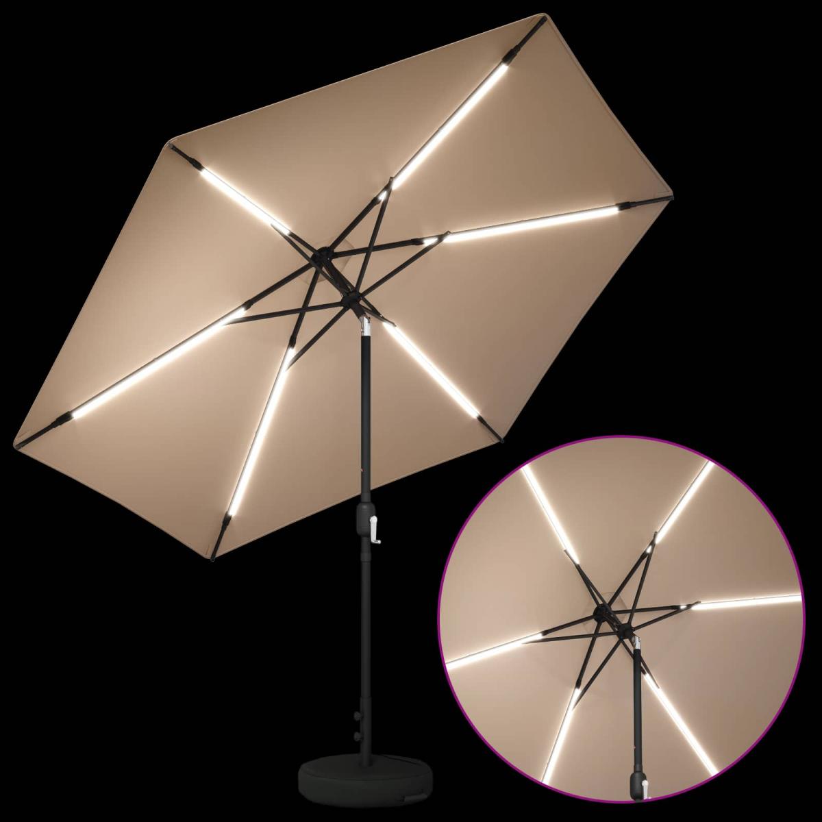 Parasol de jardín con luces LED y base Poliéster