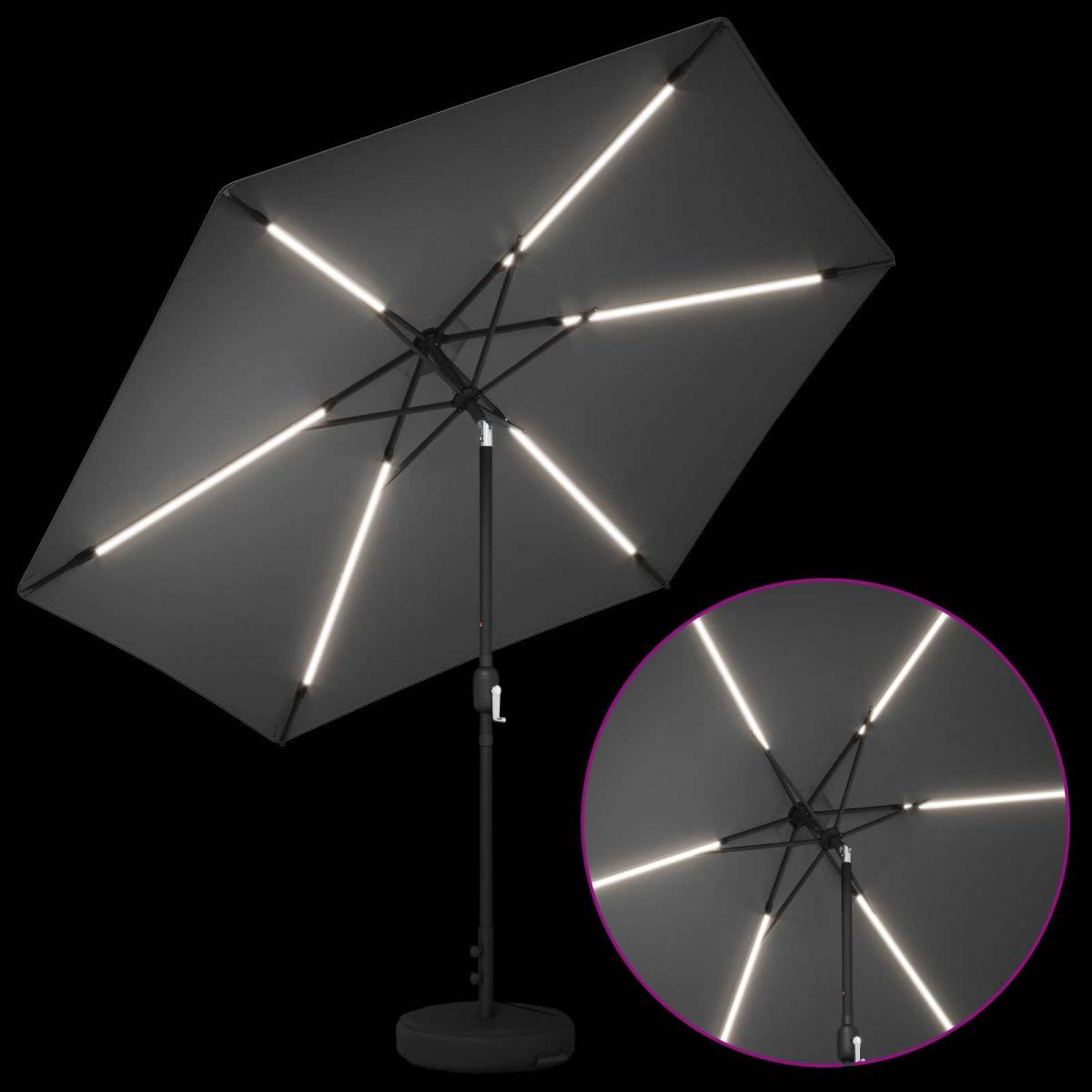 Parasol de jardín con luces LED y base Poliéster