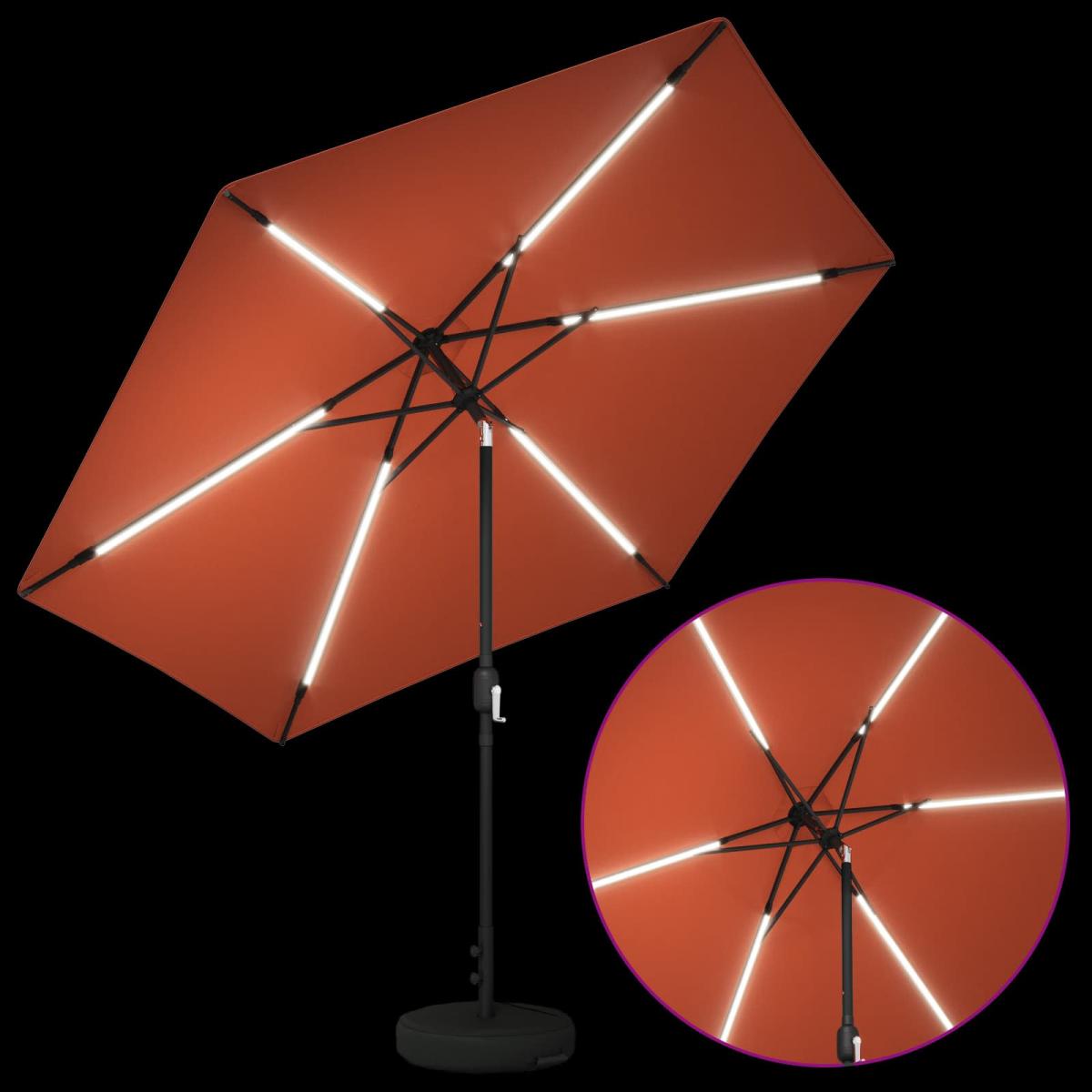 Parasol de jardín con luces LED y base Poliéster