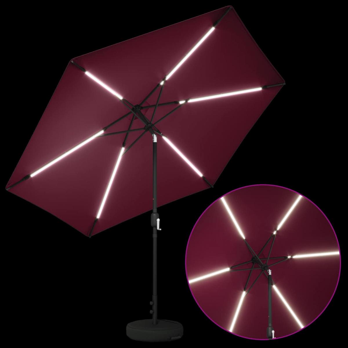 Parasol de jardín con luces LED y base Poliéster