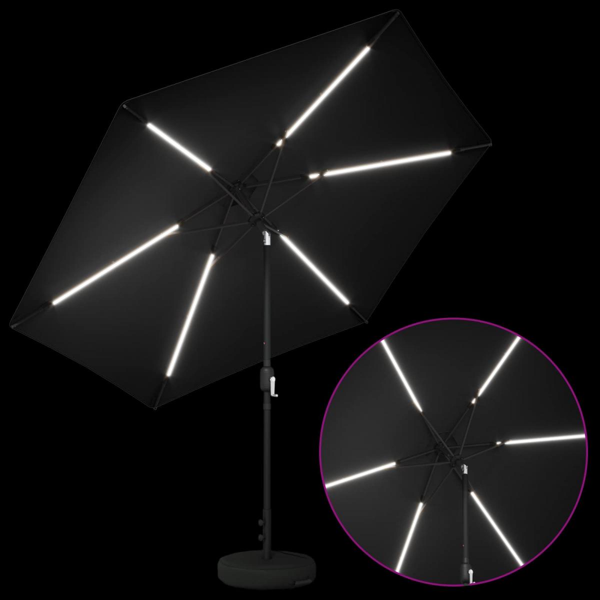 Parasol de jardín con luces LED y base Poliéster