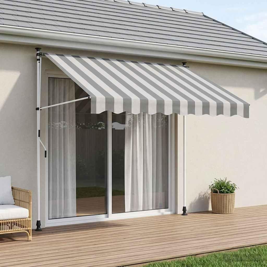 Toldo retráctil manual Antracita y Blanco 250 cm