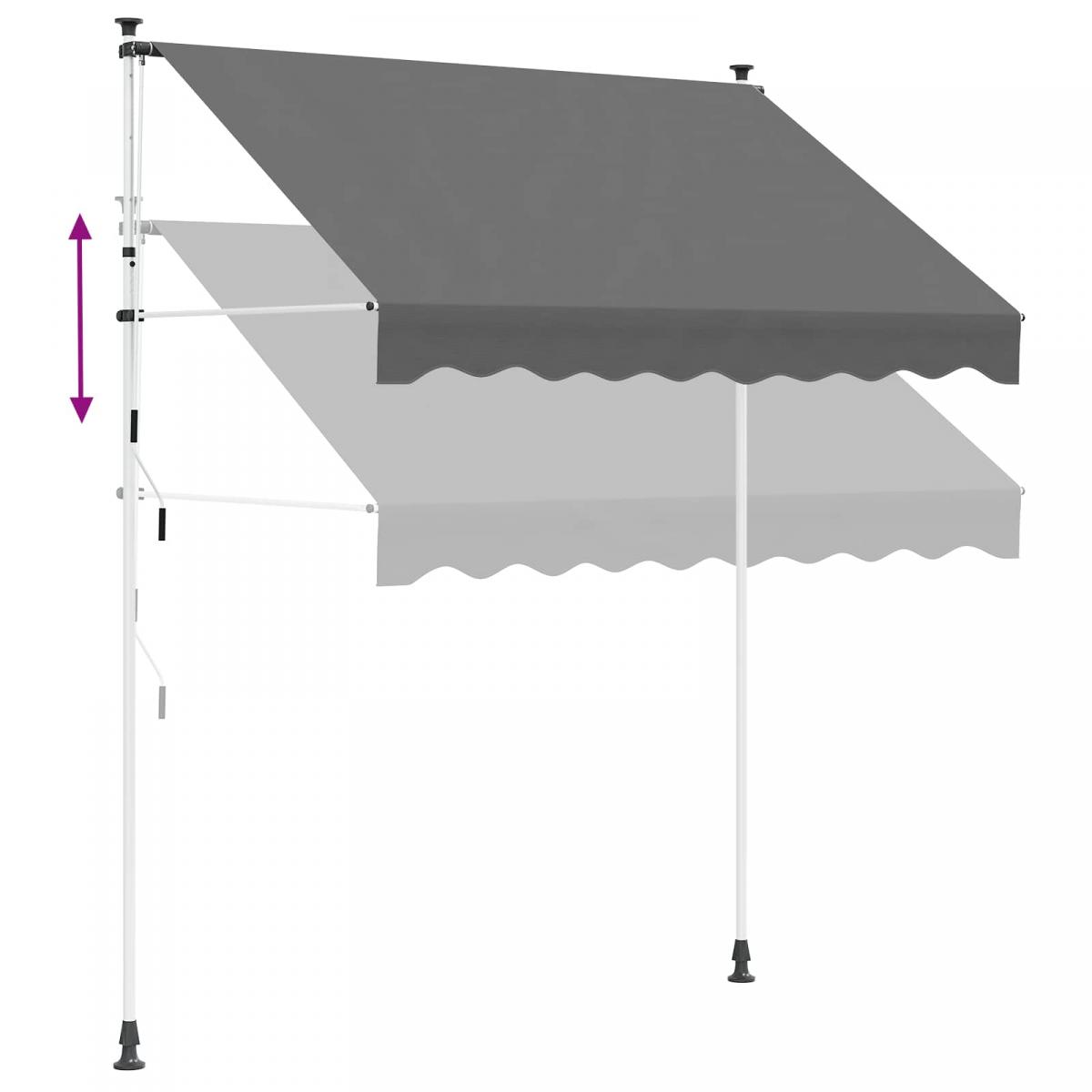 Toldo retráctil manual Antracita y Blanco 250 cm