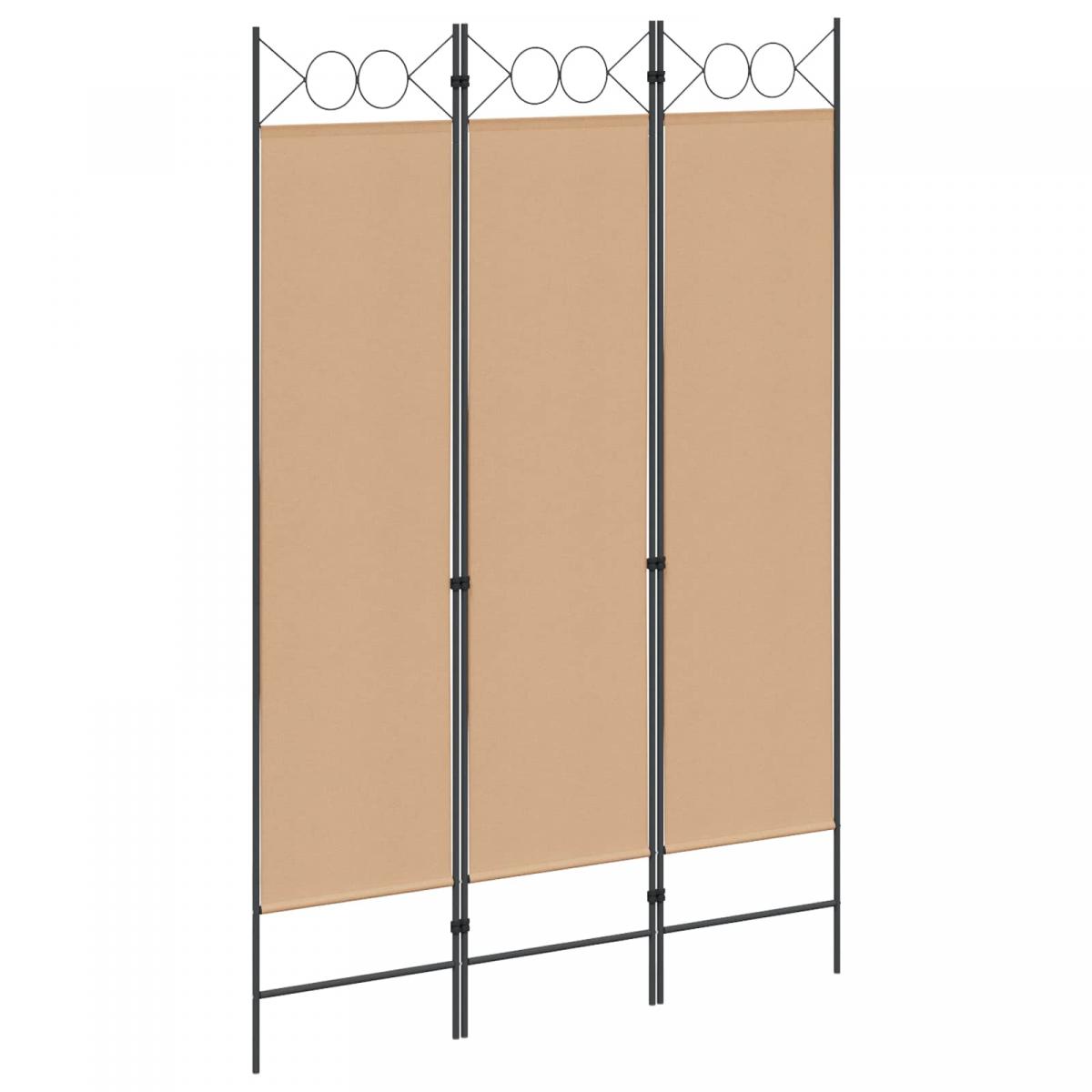 Biombo de 3 Paneles Beige Tela