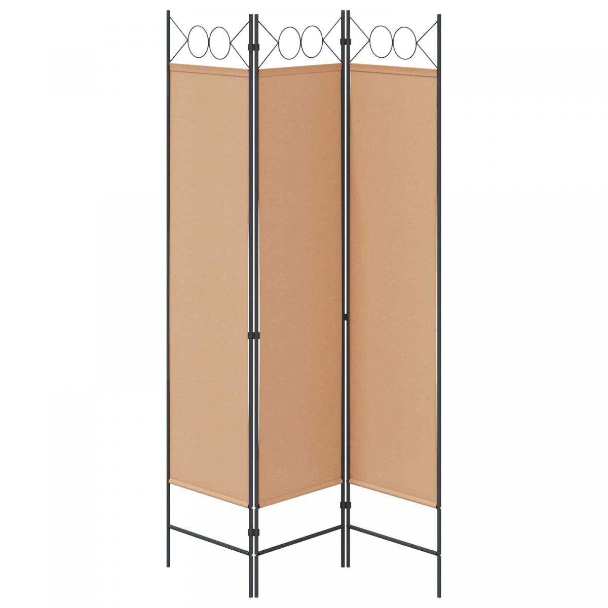 Biombo de 3 Paneles Beige Tela