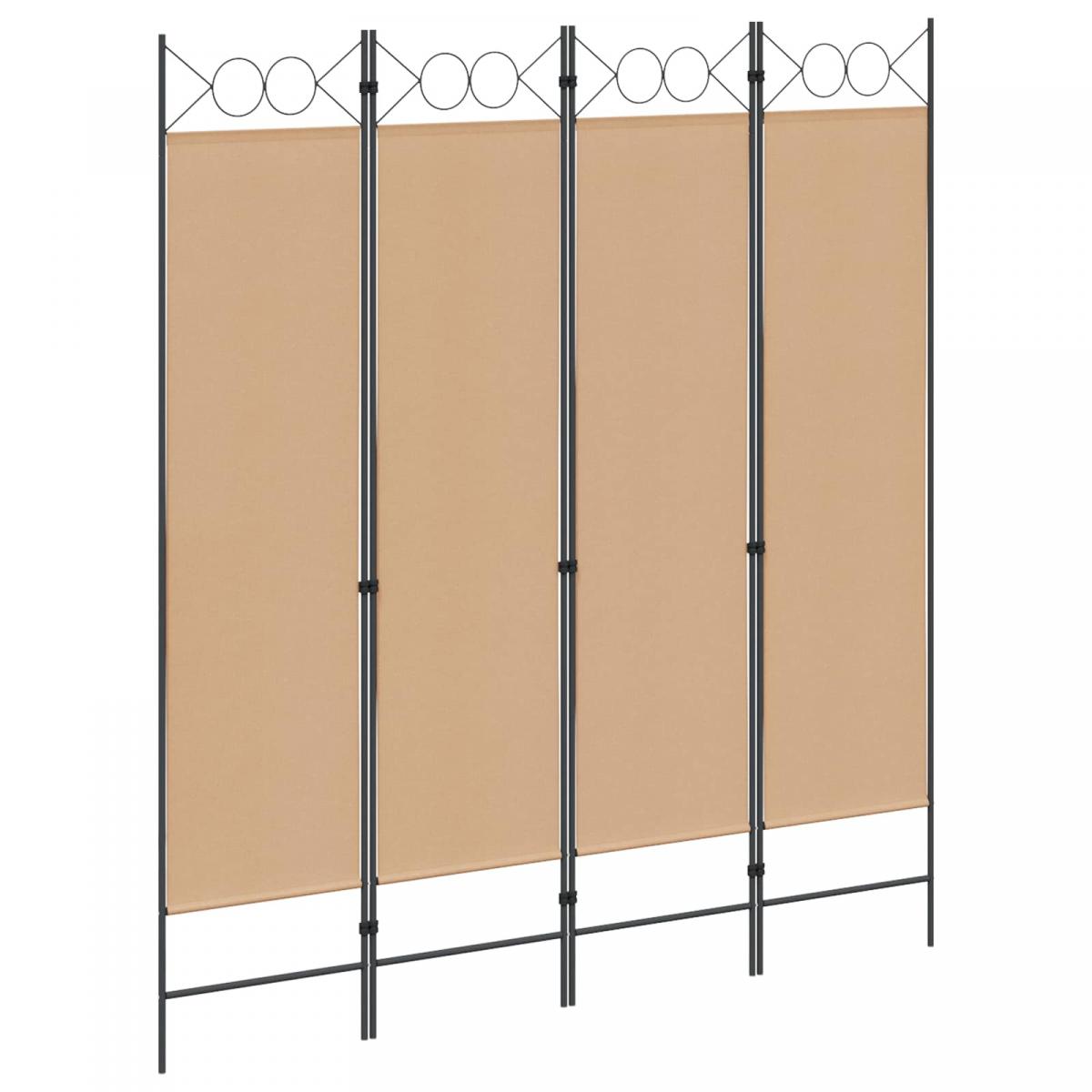 Separador de habitación de 4 paneles Beige Tela