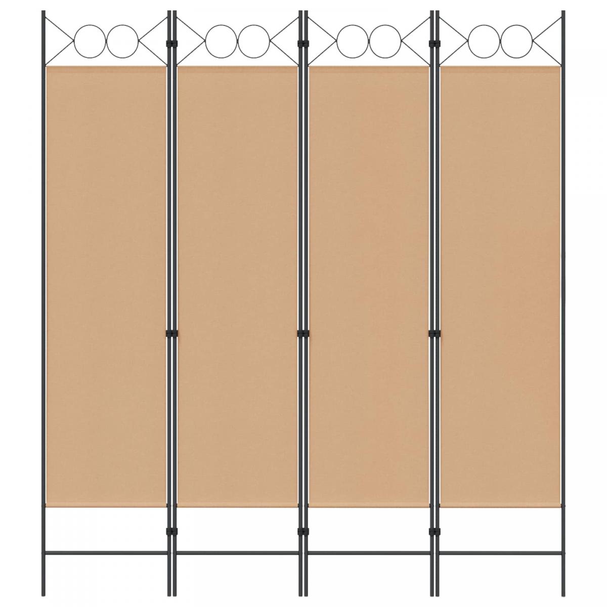 Separador de habitación de 4 paneles Beige Tela