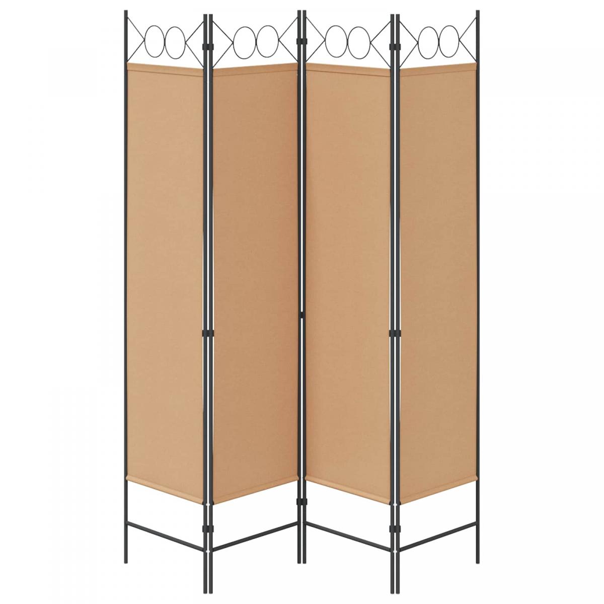 Separador de habitación de 4 paneles Beige Tela