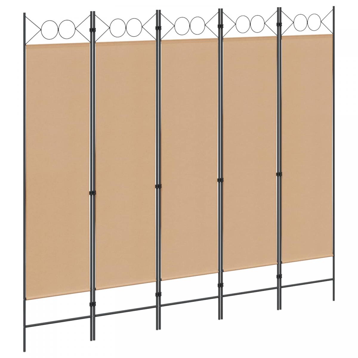 Biombos de 5 Paneles Beige Tela