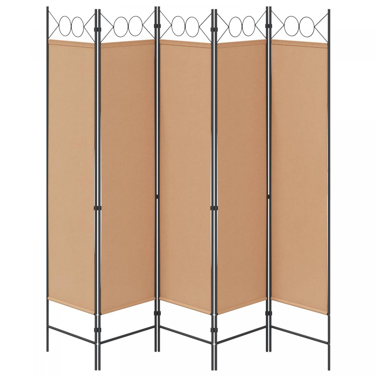 Biombos de 5 Paneles Beige Tela