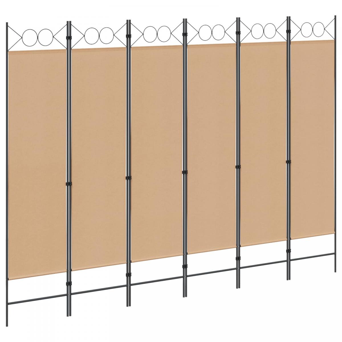 Divisor de habitación de 6 paneles Beige Tela