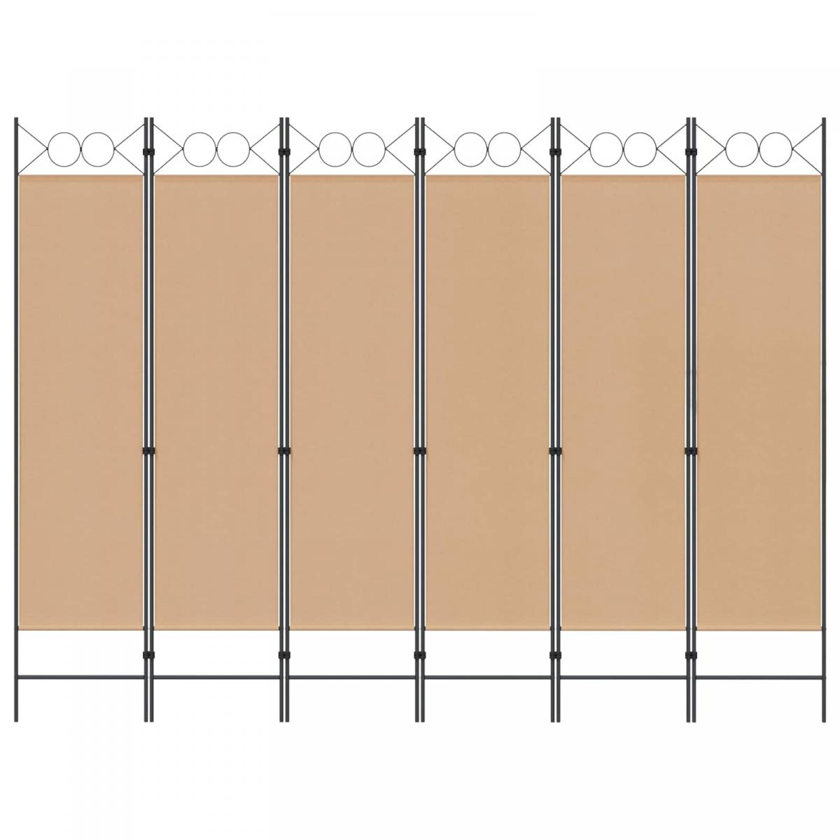 Divisor de habitación de 6 paneles Beige Tela