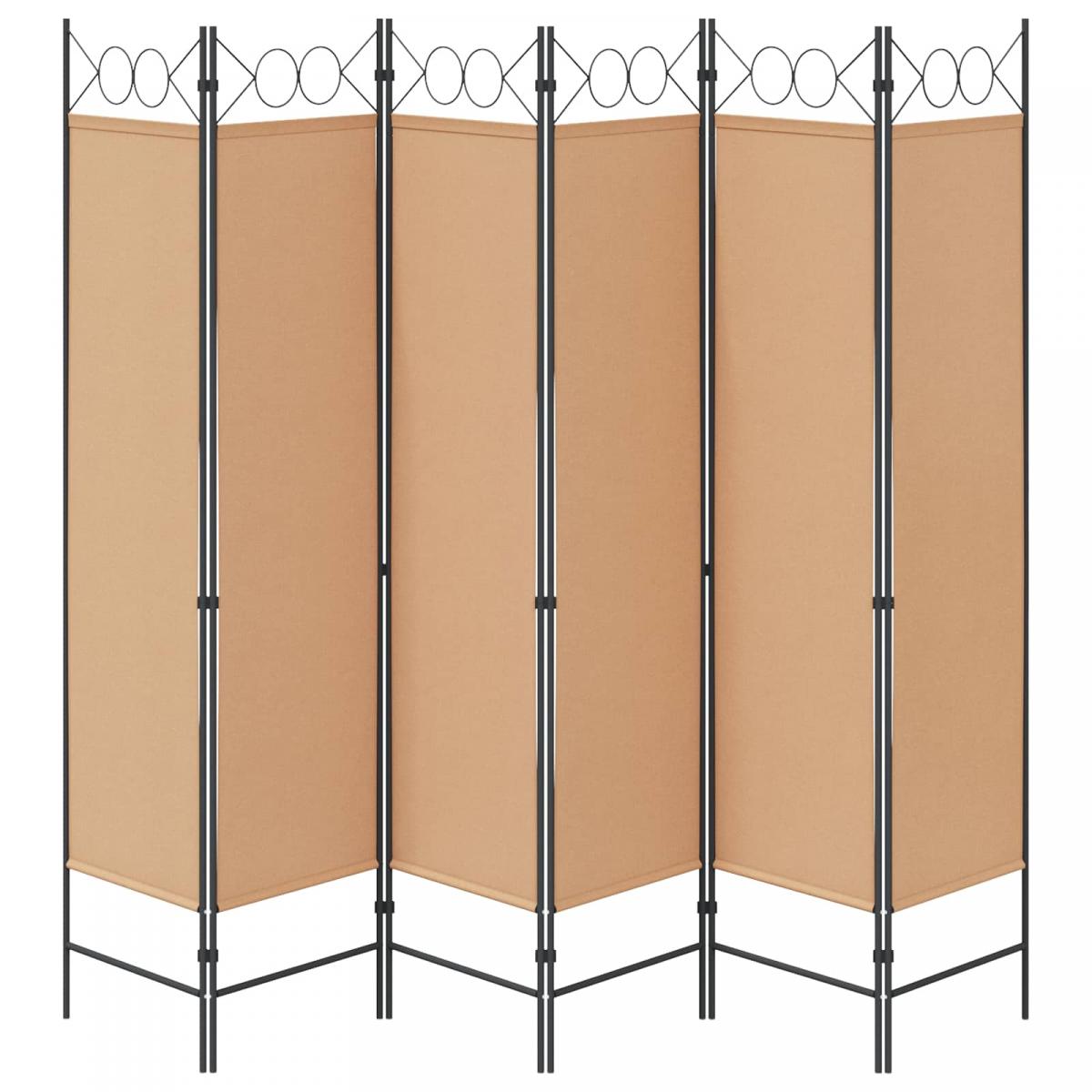 Divisor de habitación de 6 paneles Beige Tela